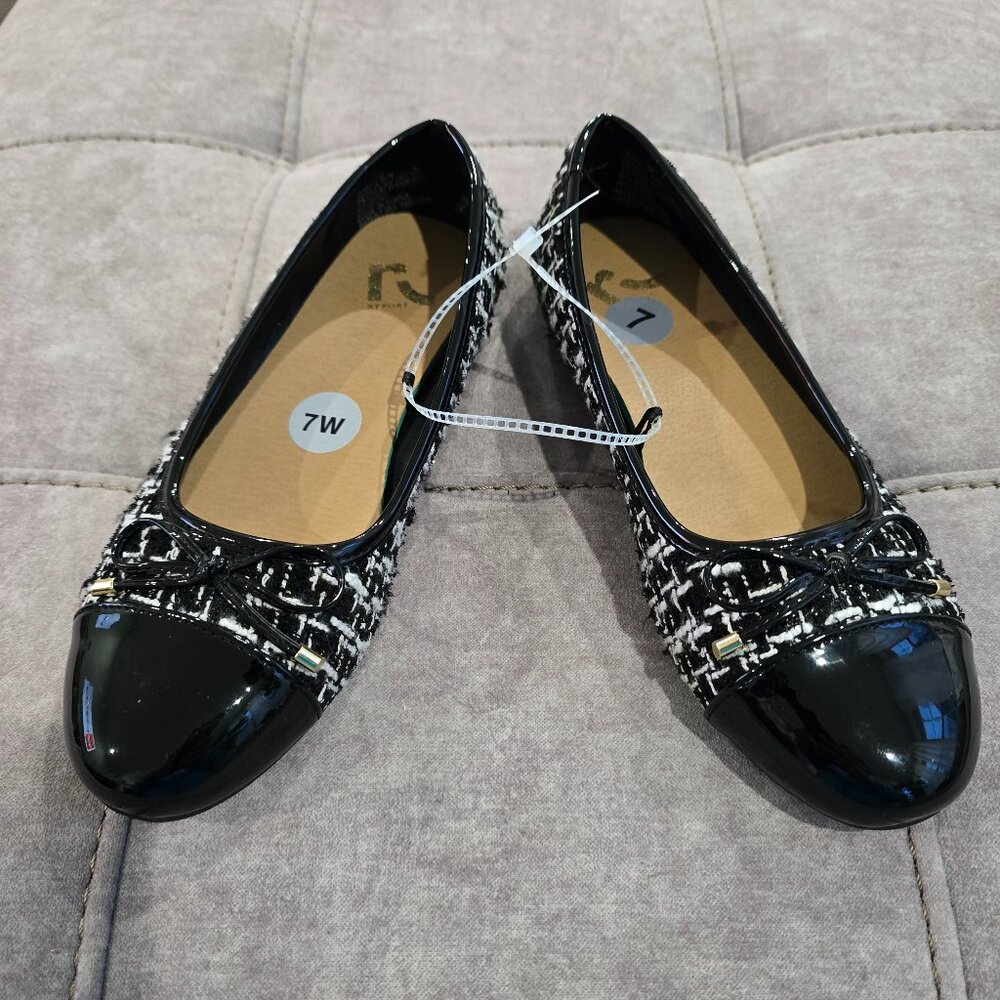 NEW Report Black Boucle Toecap Ballet Pumps Size 7W